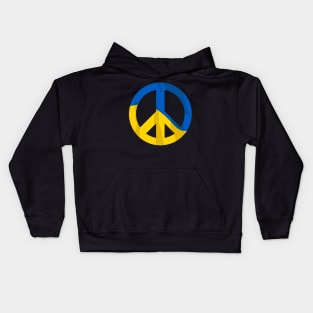 Retro Ukraine Peace Sign with Ukraine Flag Overlay Design Kids Hoodie